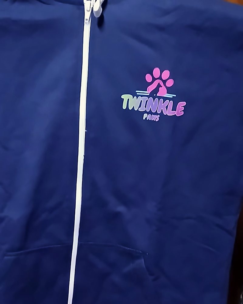 Twinkle Paws β left-chest print navy hoodie (front)